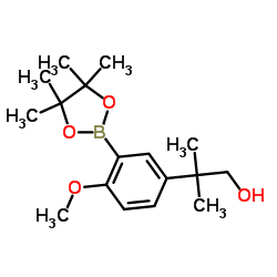 2-[4-Methoxy-3-(4,4,5,5-tetramethyl-1,3,2-dioxaborolan-2-yl)phenyl]-2-methyl-1-propanol结构式