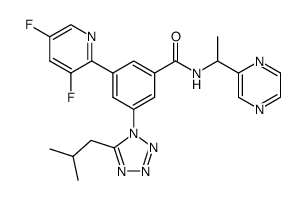 3-(3,5-difluoropyridin-2-yl)-5-(5-isobutyltetrazol-1-yl)-N-(1-pyrazin-2-yl-ethyl)benzamide结构式