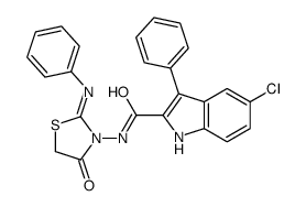 5-chloro-N-(4-oxo-2-phenylimino-1,3-thiazolidin-3-yl)-3-phenyl-1H-indole-2-carboxamide Structure