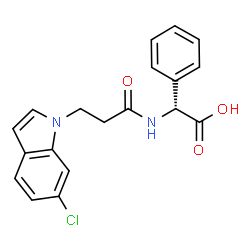 (2R)-{[3-(6-chloro-1H-indol-1-yl)propanoyl]amino}(phenyl)ethanoic acid结构式