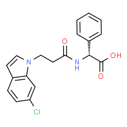 (2R)-{[3-(6-chloro-1H-indol-1-yl)propanoyl]amino}(phenyl)ethanoic acid structure