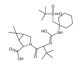 (1R,2S,5S)-3-((S)-2-(3-(1-(tert-butylsulfonylmethyl)cyclohexyl)ureido)-3,3-dimethylbutanoyl)-6,6-dimethyl-3-azabicyclo[3.1.0]hexane-2-carboxylic acid structure