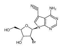 4-amino-5-cyano-7-(2-deoxy-2-bromo-β-D-arabinofuranosyl)pyrrolo<2,3-d>pyrimidine Structure