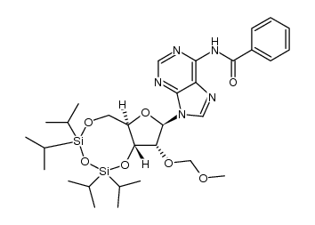 N6-benzoyl-3',5'-O-(1,1,3,3-tetraisopropyldisiloxane-1,3-diyl)-2'-O-(methoxymethyl)adenosine Structure