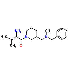 (2S)-2-Amino-1-(3-{[benzyl(methyl)amino]methyl}-1-piperidinyl)-3-methyl-1-butanone结构式