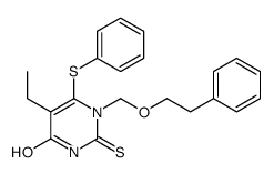 5-ethyl-1-(2-phenylethoxymethyl)-6-phenylsulfanyl-2-sulfanylidenepyrimidin-4-one Structure