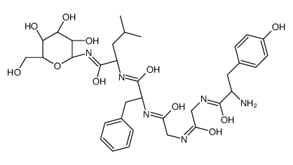 (2S)-2-[[(2S)-2-[[2-[[2-[[(2S)-2-amino-3-(4-hydroxyphenyl)propanoyl]amino]acetyl]amino]acetyl]amino]-3-phenylpropanoyl]amino]-4-methyl-N-[(2R,3R,4S,5S,6R)-3,4,5-trihydroxy-6-(hydroxymethyl)oxan-2-yl]pentanamide结构式