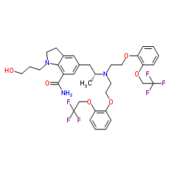 5-[(2R)-2-(Bis{2-[2-(2,2,2-trifluoroethoxy)phenoxy]ethyl}amino)propyl]-1-(3-hydroxypropyl)-7-indolinecarboxamide picture