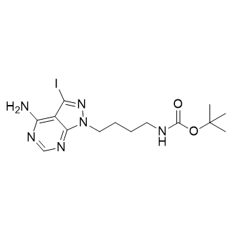 tert-Butyl (4-(4-amino-3-iodo-1H-pyrazolo[3,4-d]pyrimidin-1-yl)butyl)carbamate structure