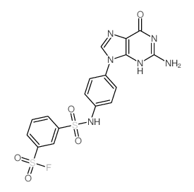 3-[[4-(2-amino-6-oxo-3H-purin-9-yl)phenyl]sulfamoyl]benzenesulfonyl fluoride structure