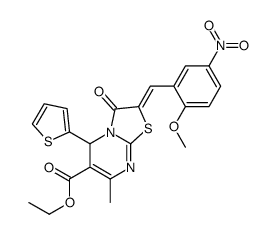 ethyl (2E)-2-[(2-methoxy-5-nitrophenyl)methylidene]-7-methyl-3-oxo-5-thiophen-2-yl-5H-[1,3]thiazolo[3,2-a]pyrimidine-6-carboxylate Structure
