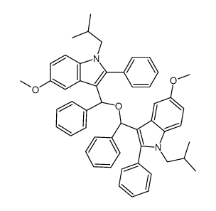 1,1'-diisobutyl-5,5'-dimethoxy-2,2'-diphenyl-3,3'-(1,3-diphenyl-2-oxa-propane-1,3-diyl)-bis-indole Structure