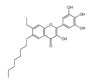 7-ethyl-3-hydroxy-6-octyl-2-(3,4,5-trihydroxy-phenyl)-chromen-4-one结构式