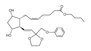 (Z)-7-[(1R)-3α,5α-Dihydroxy-2β-[(E)-2-(2-phenoxymethyl-1,3-dioxolan-2-yl)ethenyl]cyclopentan-1α-yl]-5-heptenoic acid butyl ester结构式