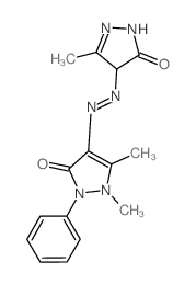 1,5-dimethyl-4-[(3-methyl-5-oxo-1,4-dihydropyrazol-4-yl)diazenyl]-2-phenyl-pyrazol-3-one结构式