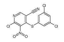 6-chloro-4-(3,5-dichlorophenyl)sulfanyl-5-nitropyridine-3-carbonitrile Structure