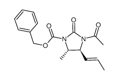 (4S,5S)-benzyl 3-ethanoyl-5-methyl-2-oxo-4-((E)-prop-1-enyl)imidazolidine-1-carboxylate结构式