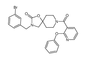 [144] 3-(3-bromobenzyl)-8-(2-phenoxypyridine-3-carbonyl)-1-oxa-3,8-diazaspiro[4.5]decan-2-one结构式