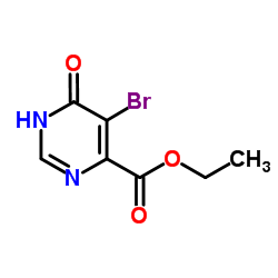 Ethyl 5-bromo-6-oxo-1,6-dihydro-4-pyrimidinecarboxylate结构式