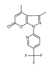 3,4-dimethyl-1-(5-trifluoromethylpyridin-2-yl)-1H-pyrano[2,3-c]pyrazol-6-one结构式