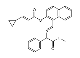 (2E)-1-(((2-methoxy-2-oxo-1-phenylethyl)imino)methyl)naphthalen-2-yl 3-cyclopropylacrylate Structure