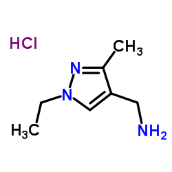 1-(1-Ethyl-3-methyl-1H-pyrazol-4-yl)methanamine hydrochloride (1:1)结构式