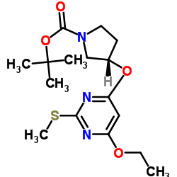 (S)-3-(6-Ethoxy-2-Methylsulfanyl-pyrimidin-4-yloxy)-pyrrolidine-1-carboxylic acid tert-butyl ester structure