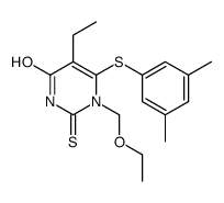 6-(3,5-dimethylphenyl)sulfanyl-1-(ethoxymethyl)-5-ethyl-2-sulfanylidenepyrimidin-4-one结构式