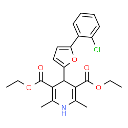 diethyl 4-(5-(2-chlorophenyl)furan-2-yl)-2,6-dimethyl-1,4-dihydropyridine-3,5-dicarboxylate结构式