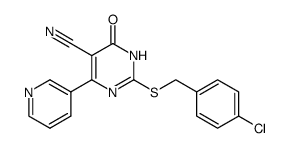 2-(4-Chloro-benzylsulfanyl)-6-oxo-4-pyridin-3-yl-1,6-dihydro-pyrimidine-5-carbonitrile Structure