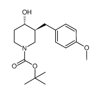 Trans-tert-butyl 4-hydroxy-3-(4-methoxybenzyl)piperidine-1-carboxylate结构式