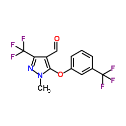 1-Methyl-3-(trifluoromethyl)-5-[3-(trifluoromethyl)phenoxy]-1H-pyrazole-4-carbaldehyde结构式