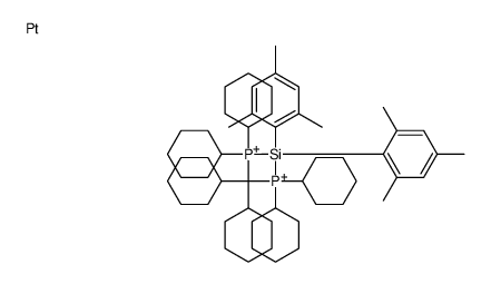 platinum,tricyclohexyl-[tricyclohexylphosphaniumyl-bis(2,4,6-trimethylphenyl)silyl]phosphanium Structure