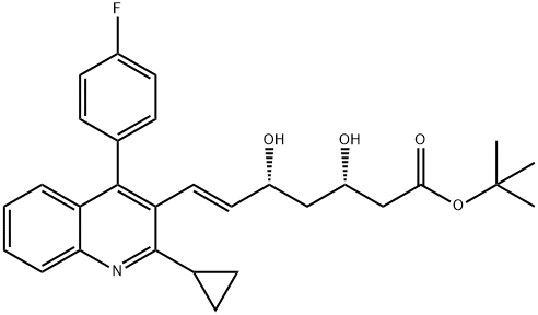 6-Heptenoic acid, 7-[2-cyclopropyl-4-(4-fluorophenyl)-3-quinolinyl]-3,5-dihydroxy-, 1,1-dimethylethyl ester, (3S,5R,6E)- structure