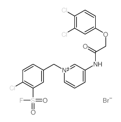 Pyridinium,1-[[4-chloro-3-(fluorosulfonyl)phenyl]methyl]-3-[[2-(3,4-dichlorophenoxy)acetyl]amino]-,bromide (1:1)结构式