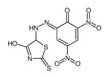 5-[2-(3,5-dinitro-6-oxocyclohexa-2,4-dien-1-ylidene)hydrazinyl]-2-sulfanylidene-1,3-thiazolidin-4-one结构式