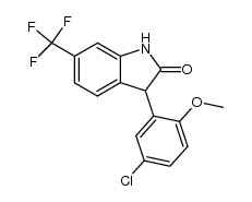 (+)-3-(5-chloro-2-methoxyphenyl)-1,3-dihydro-6-(trifluoromethyl)-2H-indol-2-one Structure