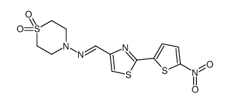 N-(1,1-dioxo-1,4-thiazinan-4-yl)-1-[2-(5-nitrothiophen-2-yl)-1,3-thiazol-4-yl]methanimine结构式