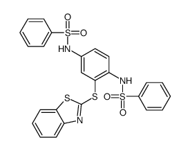 N-[4-(benzenesulfonamido)-3-(1,3-benzothiazol-2-ylsulfanyl)phenyl]benzenesulfonamide结构式