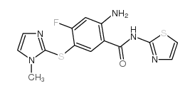 2-氨基-4-氟-5-[(1-甲基-1H-咪唑-2-基)硫基]-N-噻唑-2-基苯甲酰胺结构式