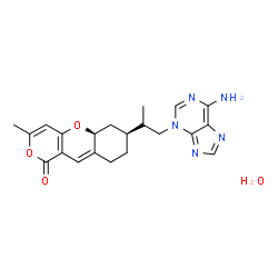 CP2 monohydrate,(5aS,7S)-7-[2-(6-Amino-3H-purin-3-yl)-1-methylethyl]-5a,6,8,9-tetrahydro-3-methyl-1H,7H-pyrano[4,3-b]benzopyran-1-one monohydrate Structure