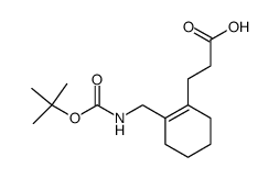 3-[2-(tert-Butoxycarbonylamino-methyl)-cyclohex-1-enyl]-propionic acid Structure
