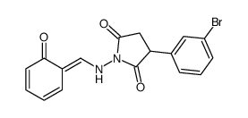 3-(3-bromophenyl)-1-[[(E)-(6-oxocyclohexa-2,4-dien-1-ylidene)methyl]amino]pyrrolidine-2,5-dione Structure