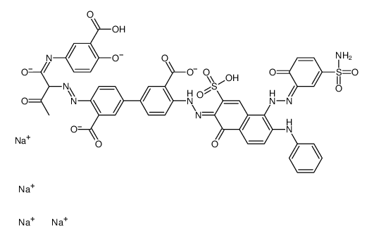 tetrasodium,2-[(2Z)-2-[6-anilino-1-oxo-5-[(2Z)-2-(6-oxo-3-sulfamoylcyclohexa-2,4-dien-1-ylidene)hydrazinyl]-3-sulfonatonaphthalen-2-ylidene]hydrazinyl]-5-[3-carboxylato-4-[[1-(3-carboxy-4-oxidoanilino)-1,3-dioxobutan-2-yl]diazenyl]phenyl]benzoate Structure