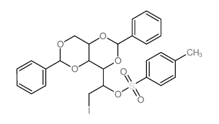 2-[2-iodo-1-(4-methylphenyl)sulfonyloxy-ethyl]-4,9-diphenyl-3,5,8,10-tetraoxabicyclo[4.4.0]decane结构式