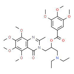 Benzoic acid,3,4,5-trimethoxy-,1-[(diethylamino)methyl]-2-(5,6,7,8-tetramethoxy-2-methyl-4-oxo-3(4H)-quinazolinyl)ethyl ester (9CI) structure