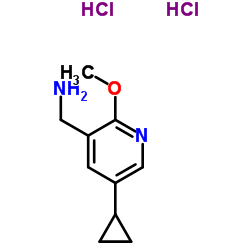 1-(5-Cyclopropyl-2-methoxy-3-pyridinyl)methanamine dihydrochloride结构式