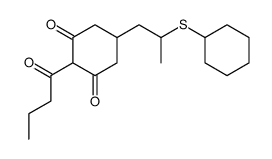 2-butanoyl-5-(2-cyclohexylsulfanylpropyl)cyclohexane-1,3-dione Structure