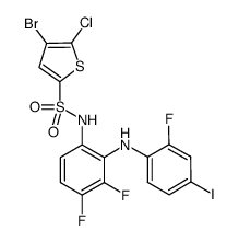 4-bromo-5-chloro-N-(3,4-difluoro-2-(2-fluoro-4-iodophenylamino)phenyl)thiophene-2-sulfonamide结构式