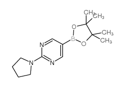 2-(吡咯烷-1-基)-5-(4,4,5,5-四甲基-1,3,2-二氧杂硼烷-2-基)嘧啶结构式